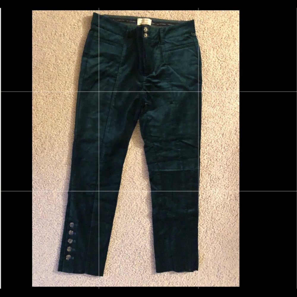 Anthropologie Dark Green Velvet Pants